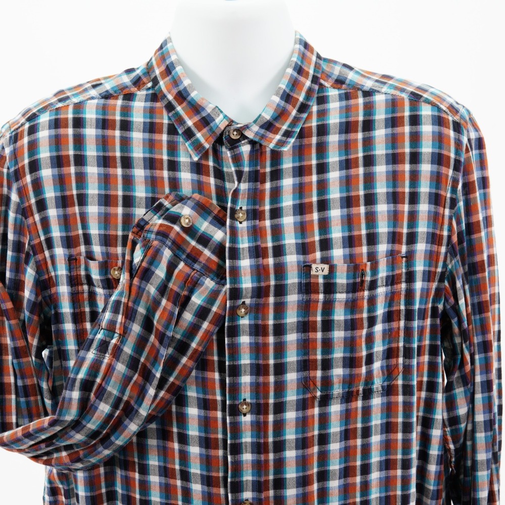 Salt Valley Men's Plaid Multi-Colored Soft Cotton Collared Dress Shirt Large